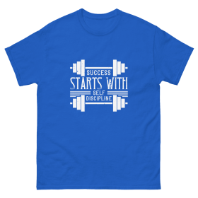 T-shirt Success Start with self discipline (Color: Blue, size: M)