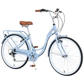 7 Speed, Steel Frame, Multiple Colors 26 Inch Ladies bicycle (Color: as Pic)