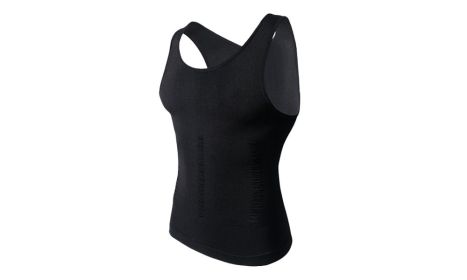 Men's Slimming Vest Body Tank Shaper Compression Shirt Sleeveless (Color: Black, size: M)