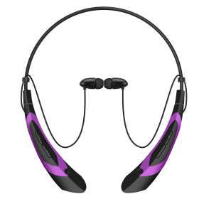 Wireless Neckband Headphones V5.0 Sweat-proof Sport Headsets Earbuds In-Ear Magnetic Neckbands Stereo Earphone (Color: Purple)