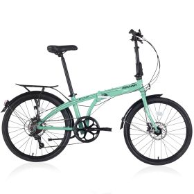 24" Folding City Bike Aluminum Frame 7 Speed Folding Bike (Color: as Pic)