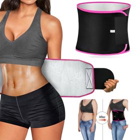 Silver Ion Sweat Slimming Waist Sauna Belt (Color: pink)