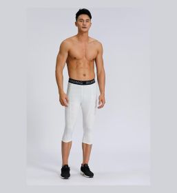 Cropped Tights Men's Milk Silk Quick-drying Breathable (Option: White-S)