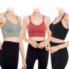 3Packs Women Cross Back Sport Bras Padded Strappy Medium Support Bras