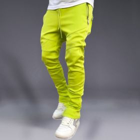 Men's Korean Autumn Ankle Banded Pants (Option: Lemon Yellow Light Board-M)