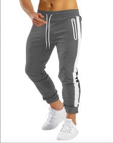 Men's Trendy Latest Running Fitness Side Contrast Color Velcro Sports Trousers (Option: Dark Gray-M)