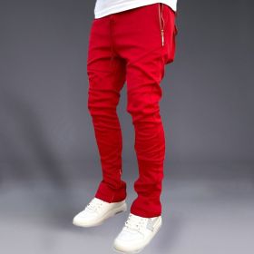 Men's Korean Autumn Ankle Banded Pants (Option: Red Light Board-M)