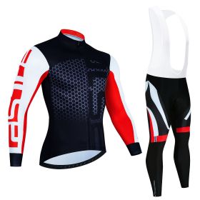 Spring And Autumn Cycling Clothing Long-sleeve Suit Top And Trousers Men's Sweat-wicking Breathable (Option: Pic Color8-M)