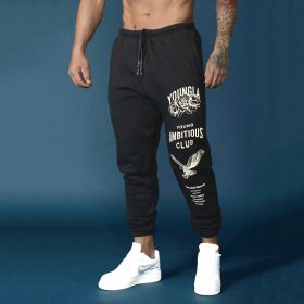 Men's Thicken Ankle-tied Sports Pants (Option: Black-L)