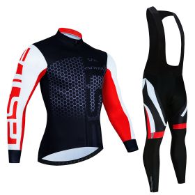 Spring And Autumn Cycling Clothing Long-sleeve Suit Top And Trousers Men's Sweat-wicking Breathable (Option: Pic Colo9-L)